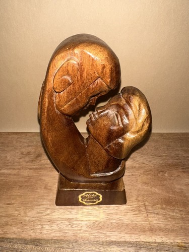 ALII WOODS BY HAWAIIAN CRAFTS WOOD CARVING Man Woman Embracing VINTAGE 8” - Picture 3 of 11