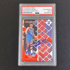 2022-2023 Panini Hoops #11 Ousmane Dieng Signed Card PSA AUTO RC Slabbed Thunder