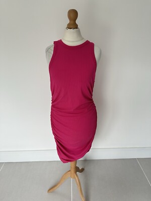 strapless open back dress The 8th Sign 8SS615B Hot Pink Callie Bow Back Skater Midi Dress main image 1