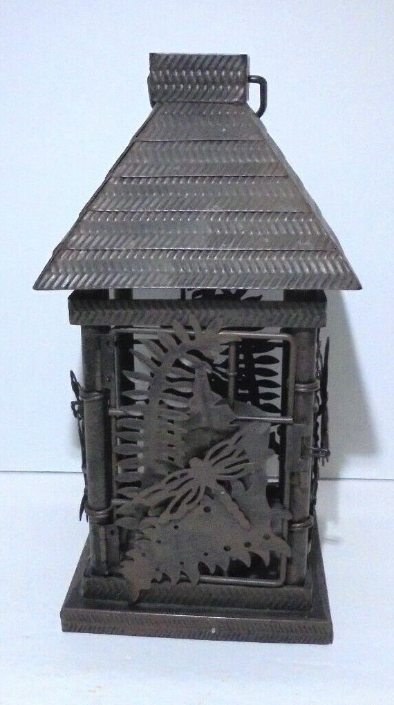 Yankee Candle Bamboo Lantern Brown Metal Tropical Dragonfly Candle