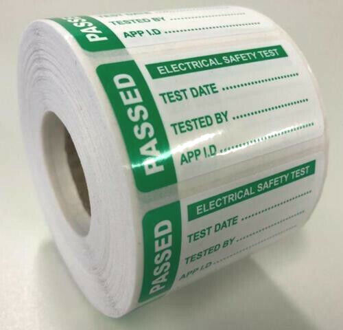 100 Pat Test Labels Testing Appliance Glossy Stickers Electrical Passed Portable - Afbeelding 1 van 3