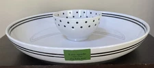 New! KATE SPADE RAISE A GLASS CHIP AND DIP SET POLKA DOTS - BLACK AND WHITE