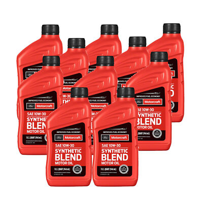  Motorcraft XO10W30QSP SAE 10W-30 Synthetic Blend Set of 10 Engine Motor Oil 