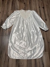Vintage Cachet Modest Bridal Nightgown Satin  Lace Petite Medium Sears White