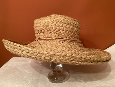 Helen Kaminski 100% Raffia Hat Sun Wide Brim Handmade Madagascar New with tags Helen Kaminski Tan Brown 100% Raffia Sun Hat Handmade In  main image 4