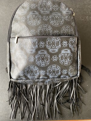 Italian Larettamia black leather and suede backpack with skull and flower motif BEAUTIFUL LARETTAMIA BLACK LEATHER BACKPACK - SKULL Calavera  main image 3