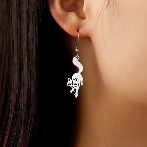 Lindos pendientes colgantes de mapache para mujeres niñas de acero inoxidable con animales - Imagen 3 de 11
