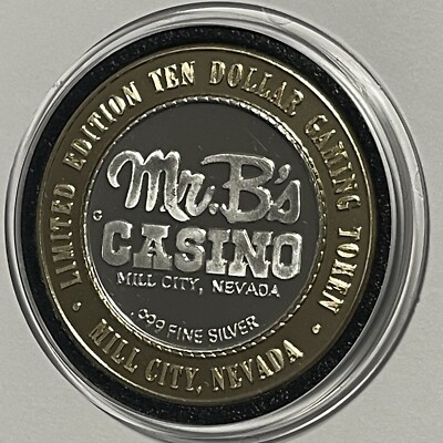 Mr. B's Casino Milll City Nevada Rare $10 Gaming Token .999 Fine
