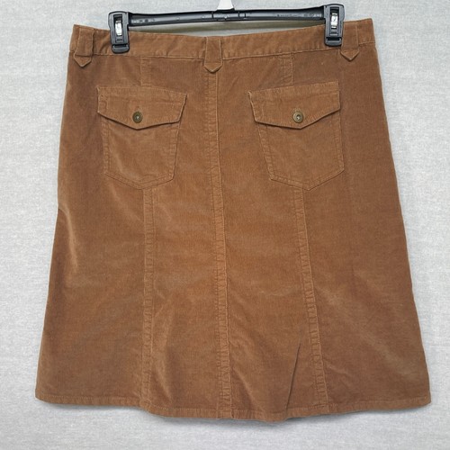 Eddie Bauer Fine Corduroy Skirt Women's Size 16 Brown A-Line Pockets Casual - Picture 2 of 12