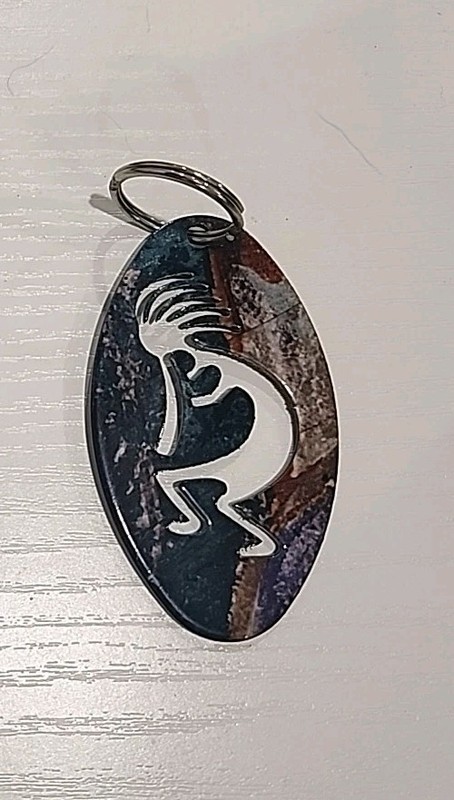 Vintage Kokopelli Keychain/Keyring Southwestern Tribal Music Maker Flute Player