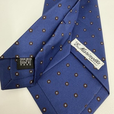 E. Marinella Napoli Mens Tie Navy Blue Geometric Satin Silk 3.5'' (W) 59'' (L) guc