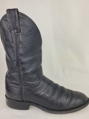 Justin 522 Bullhide Men 10 B Pebbled Black Leather Tassel Western Lacer Boot Justin Bull Hide Leather Mens Size 10 B Black Western Roper  main image 2