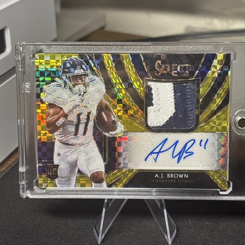 2019 Panini Select A.J. Brown Rookie Memorabilia Patch Gold Prizm RC Auto #/10