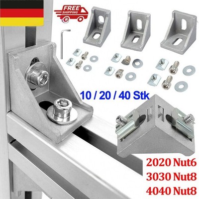 10-80Stk StInnenwinkel Außenwinkel Profilverbinder Nut 6 8 Für 20x20 30x30 40x40