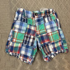 Janie and Jack Bots Blue Madras Shorts  4