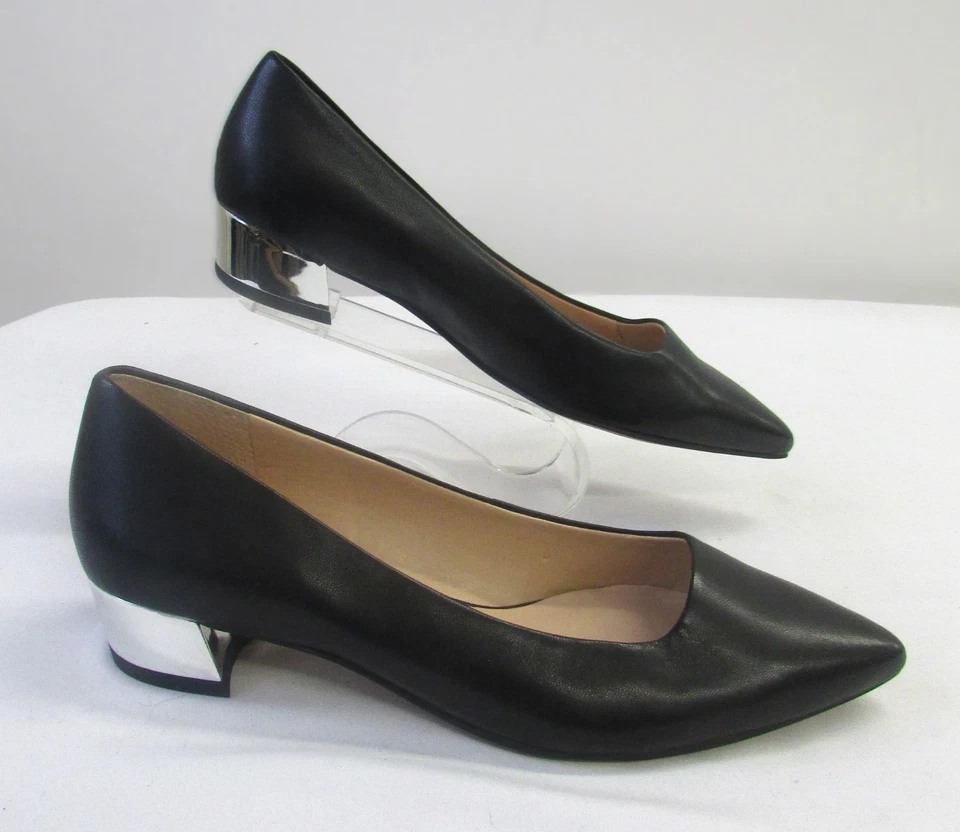 Franco Sarto Mujer Negro Sin Cordones con Tacón Espejado Plateado Talla 8 Foto 3 de 4