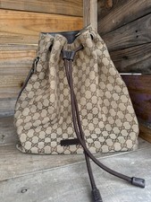 Gucci Drawstring GG Monogram Canvas Backpack  READ 