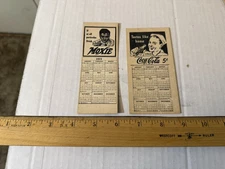 Coca Cola Pocket Calendar 1943 & Moxie Pocket Calendar 1912