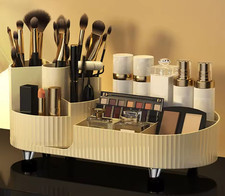 360° Rotating Makeup Organizer Cosmetic Storage Holder with Divided Compartments