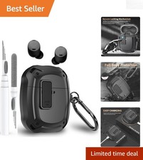 Shockproof Hard Case for Google Pixel Buds Pro with Carabiner Cleaner Features