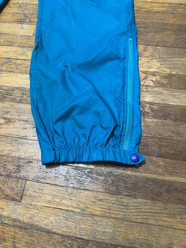 Vintage Columbia Mens Nylon Track Pants Windbreaker Large Ankle Zips Aqua Blue - Image 2 of 4