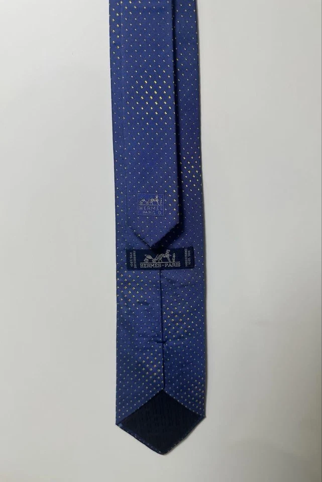 Corbata de cuello HERMES azul blanco punto alfiler 100 % seda hecha en Francia sin usar como nueva regalo Envío gratuito Foto 2 de 3