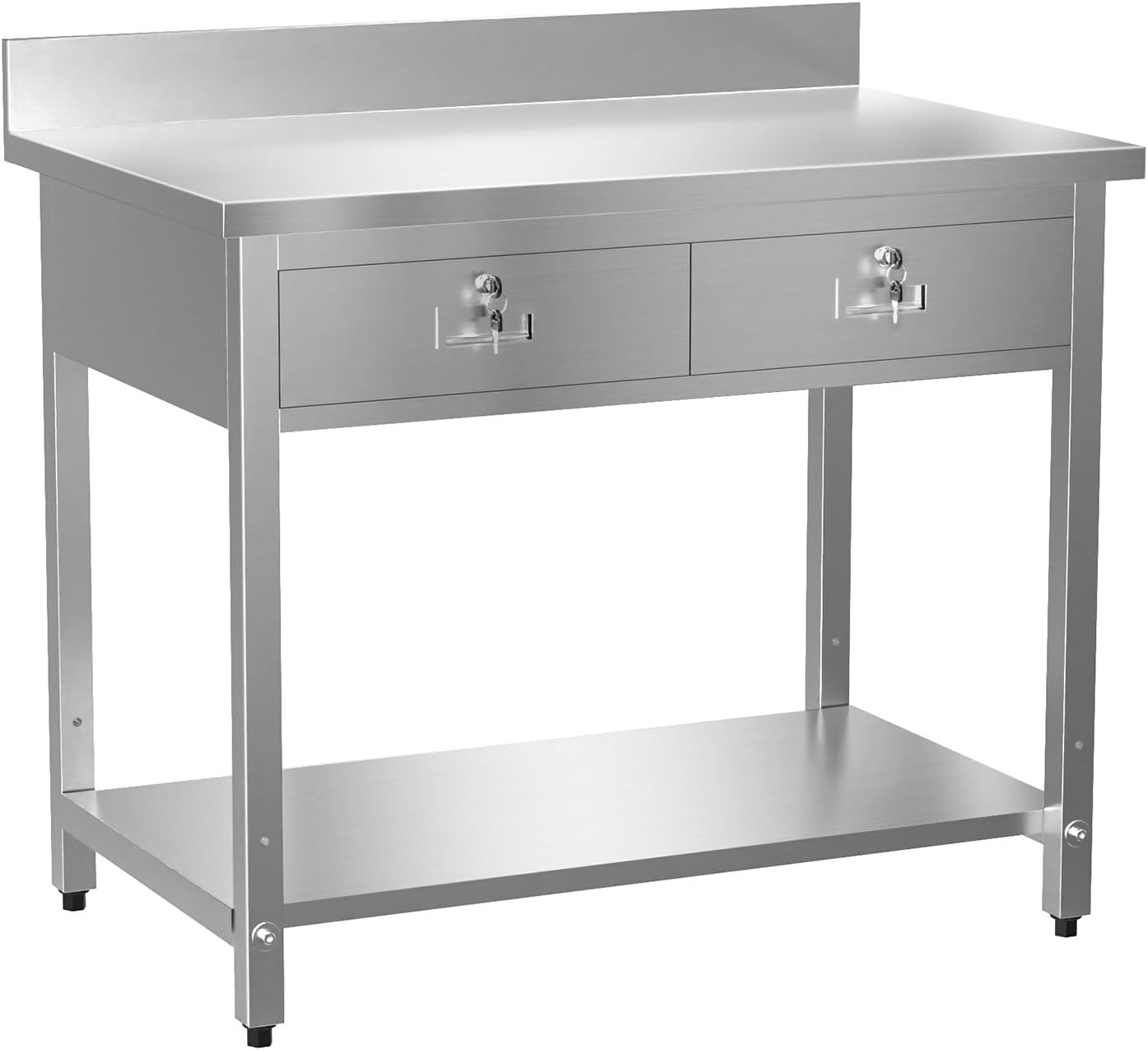 42 x 26" Stainless Steel Table with 2 Drawers Heavy Duty Metal Prep & Work Table