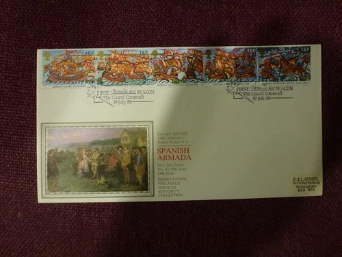 1st day cover Silk   Spanish Armada with Lizard  cancel