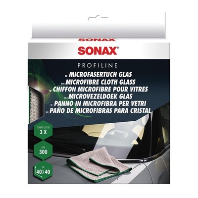 SONAX Glass Cleaning Microfiber Cloths | Lint-Free Waffle Weave Towels for St...