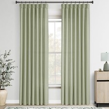 Pinch Pleated Curtains 90 inch Long for 40"W x 90"L Pack of 2 Sage Green