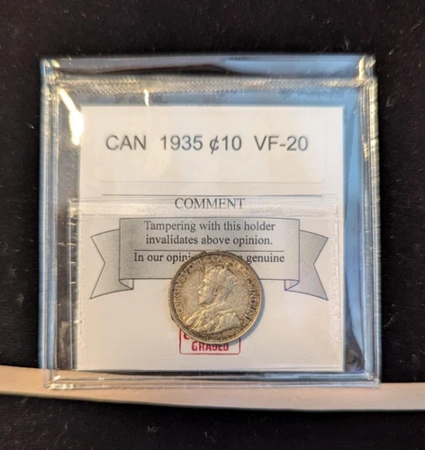 1935  Coin Mart Graded Canadian Ten ¢10 Cent**VF-20**