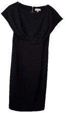 Calvin Klein Black Sheath Dress Womens Size 6 Cap Sleeve Pleated Waist