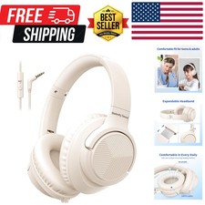 Headphones Wired with Microphone, Over Ear Foldable 3.5mm Plug in Headphones ...