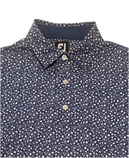 FOOTJOY Mens Golf Polo-M-Floral-Perwinkle/White
