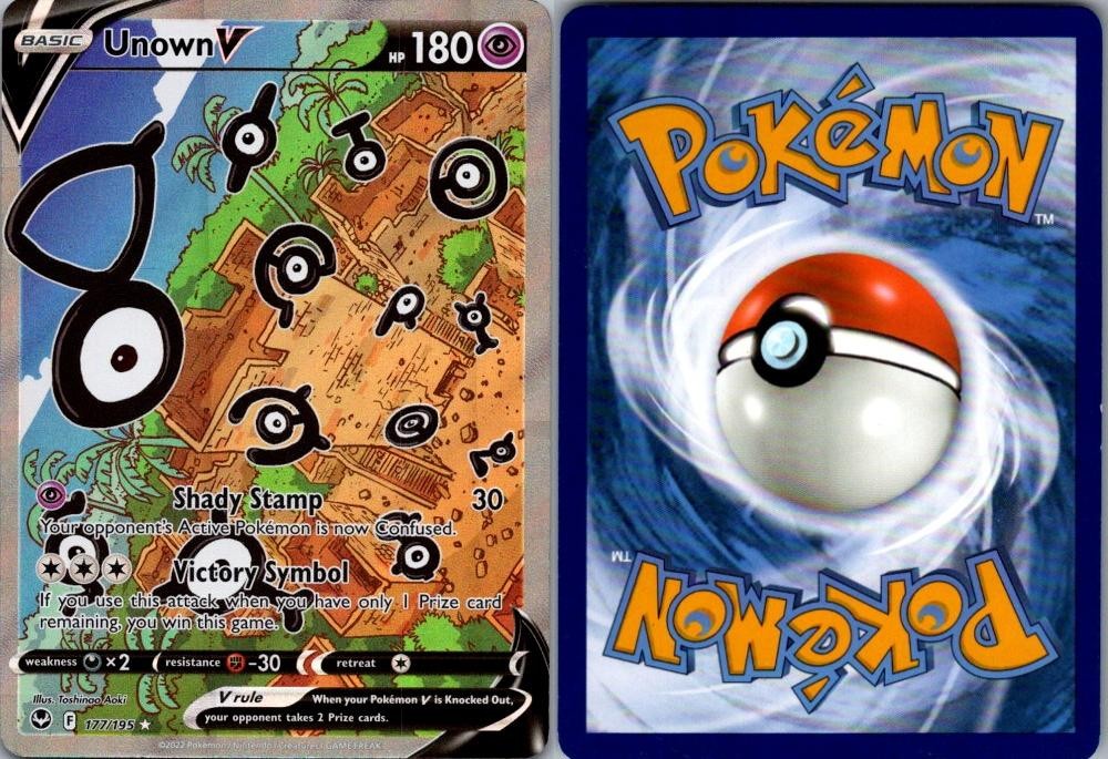 Unown V 177/195 Ultra Rare Silver Tempest Pokemon Near Mint