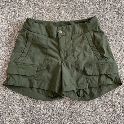 Athleta Womens Trekkie Cargo Shorts Outdoor Hiking Zip Pockets Sz 4 Green 28 