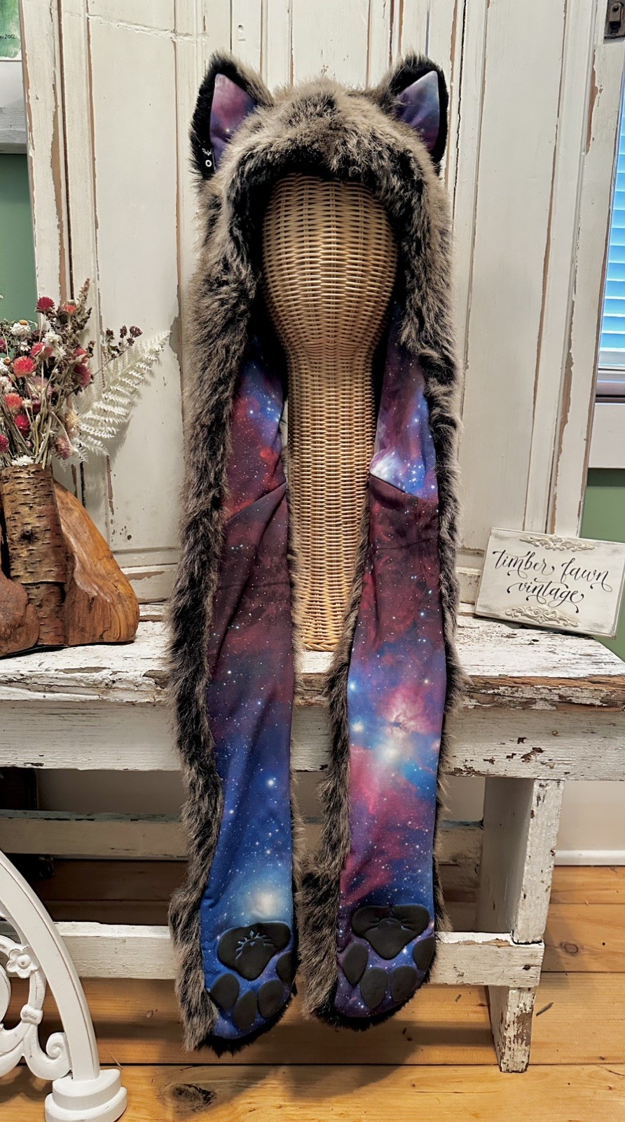 SpiritHoods PROTOTYPE Wolf Galaxy Scarf Spirit Ho… - image 1
