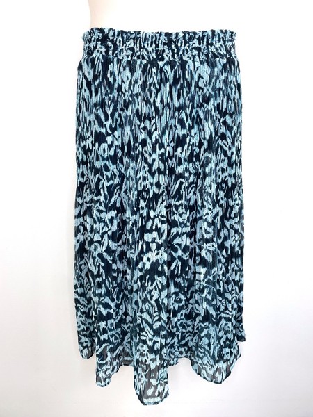 Veronika Maine womens elastic waist pleat midi skirt size 12 blue floral lined