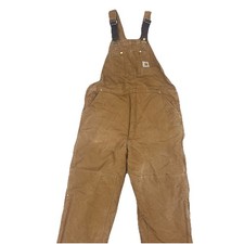 Carhartt R03 BRN Double Knee Quilted Insulated Bib Overalls Brown Duck Sz 42x33