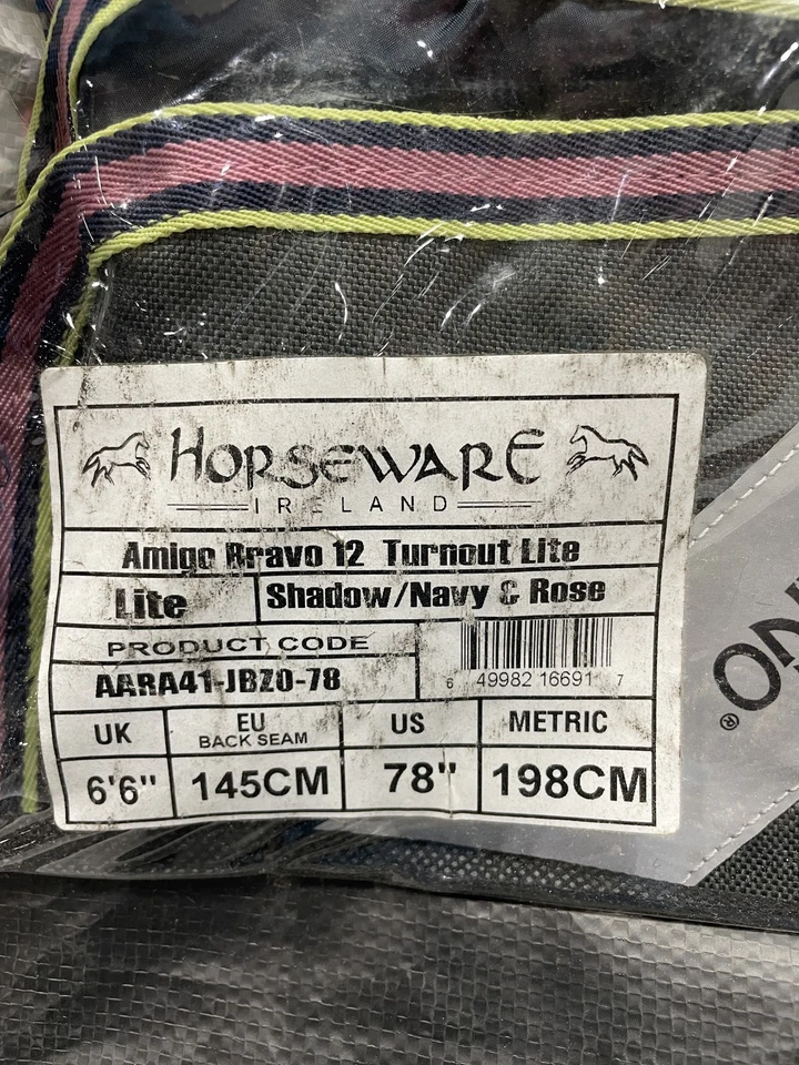 Horseware Ireland Amigo Bravo 12 Turnout Lite, 78" sombra/azul marino y rosa Foto 3 de 4