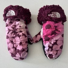 The North Face Girls Mossbud Swirl Mittens Floral Size XL Faux Fur Lined