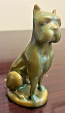 Zsolnay Green Eosin 5-1/2” Boxer Dog Figurine 