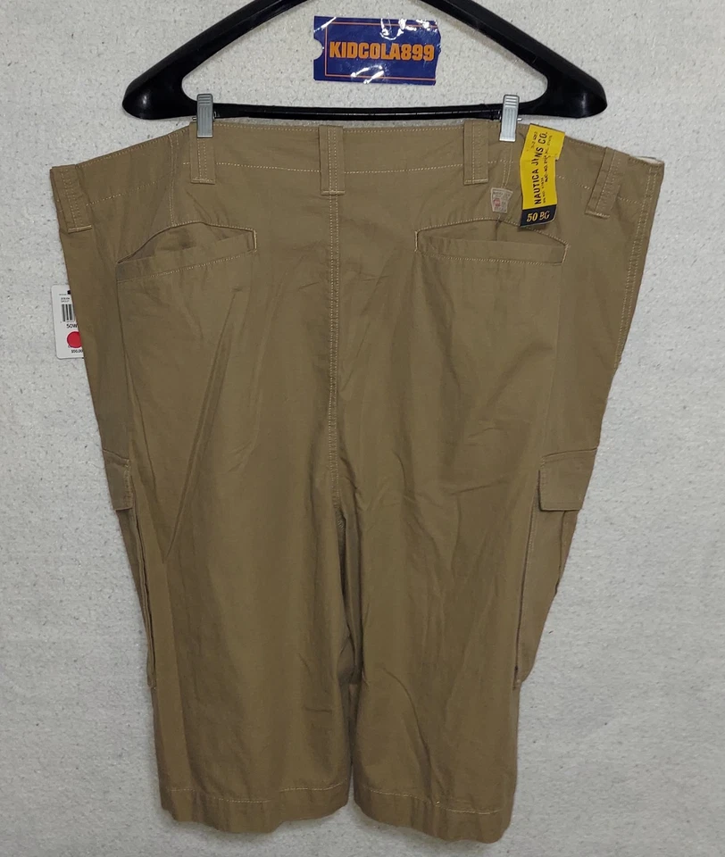 Nautica Cargo Shorts Beige Khaki Mens 50W BG Ripstop Utility Fishing Camping - Image 2 of 4