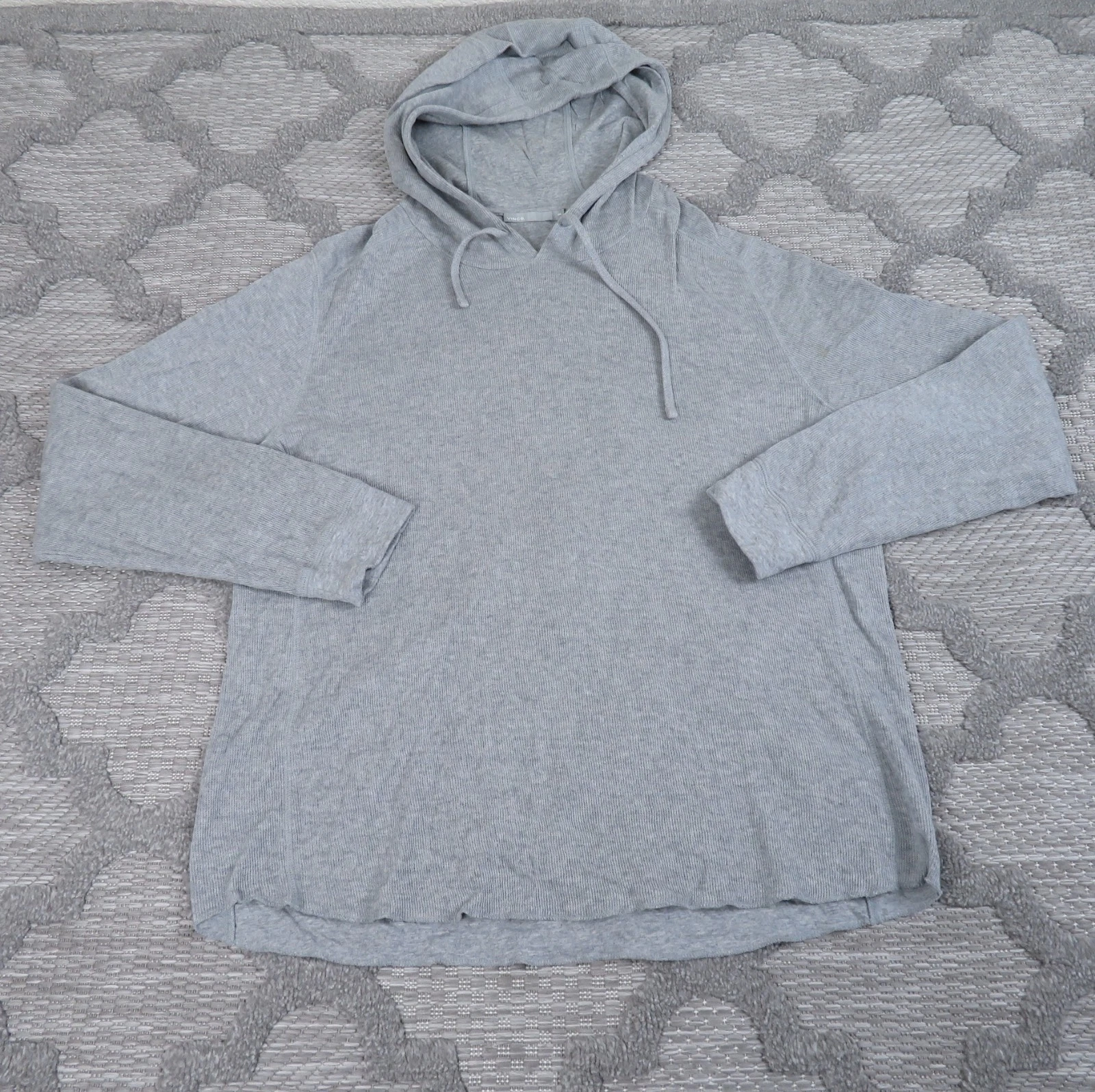 Vince Hoodie Mens XXL Grey Lightweight Premium Minimalist Textured Designer