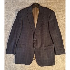 Hart Schaffner Marx Mens Blue Plaid Blazer Sport Coat Chest 44 in Union Made USA