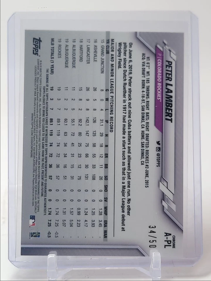 PETER LAMBERT 2020 TOPPS CHROME SAPPHIRE GREEN AUTOGRAPH AUTO /50 Q5375 - Image 2 of 2