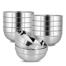 10pcs Kids Bowls 15 Ounce 5 Inches 304 Stainless Steel Double Walled Metal