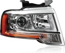 Projector Headlights Compatible with 2015-2017 Ford Expedition Chrome Halogen