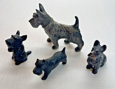 Lot Of 4 Vintage BLACK Scotty Dog Figurines Metal Pewter Wood Japan