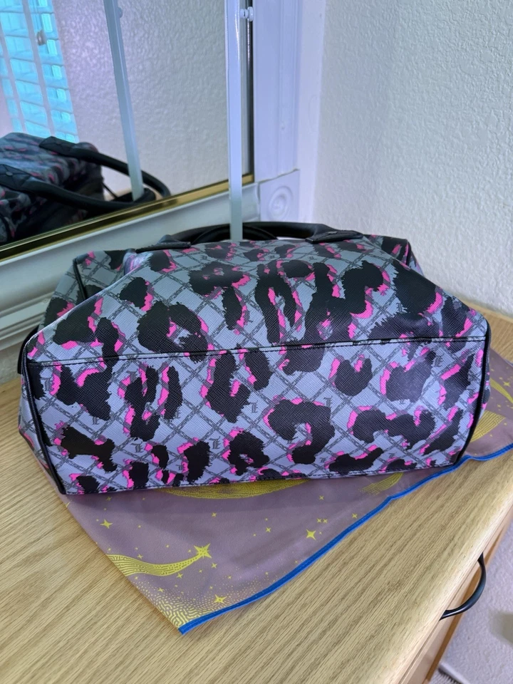 L.A.M.B. Graffiti Bowler Bag By Gwen Stefani Leopard Print Black - Grey - Pink - Image 4 of 4